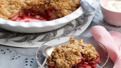Recipe:&nbsp;<a href="http://kitchen.nine.com.au/2016/05/05/16/17/pear-and-raspberry-crumble" target="_top">Pear and raspberry crumble</a>