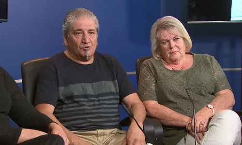 Victor and Cheryl Gatt speak to reporters at a press conference yesterday, appealing for information to find Ms Gatt's killer. (9NEWS)