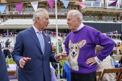 Prince Charles, left, as the patron saint of the Great Lunch, attends the Great Jubilee Lunch at The Oval, Kennington, London, on Sunday, June 5, 2022, on the last of four days celebrating the platinum jubilee of Queen Elizabeth II