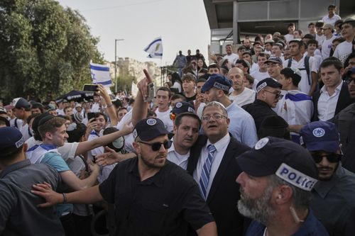 Israel's far-right National Security Minister, Itamar Ben-Gvir, centre