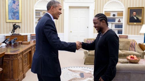 Kendrick Lamar met with US President Barack Obama at the White House. (Supplied)