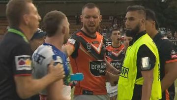 Jackson Hastings was involved in a fiery confrontation with David Klemmer and Tommy Talau after the match