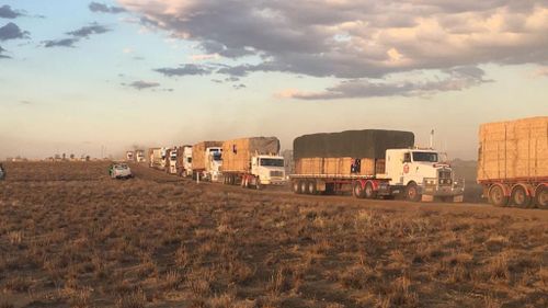 The convoy on the way to Ilfracombe. (Burrumbuttock Hay Runners)