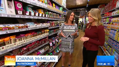 Dr Joanna McMillan in health food aisle