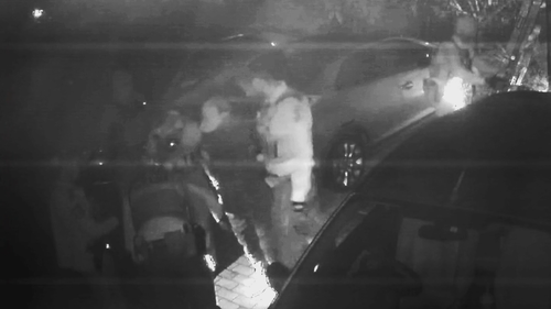 A man has been arrested after allegedly breaking a hole in an Adelaide family's roof in the early hours of the morning.