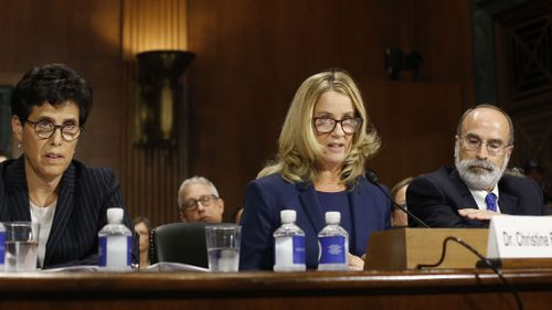 Ms Ford's voice cracked as she described Kavanaugh as "the boy who sexually assaulted me".