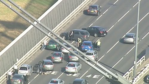 A large group of officer intercepted the driver just after 5.20pm. (9NEWS)
