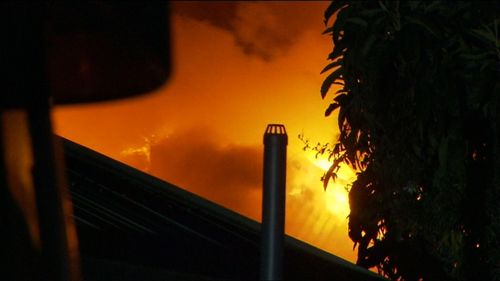 The home was empty at the time of the fire but is believed to have been lived in by hoarders. Picture: 9NEWS.