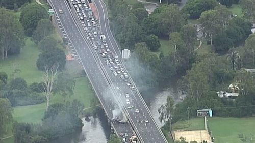 A smoke plume seen above the scene of the accident. (9NEWS)