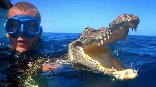 Beau Greaves has been warned his penchant for crocodile selfies is putting him at risk of being eaten. (Supplied)