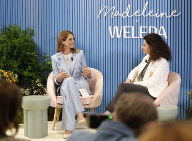 Princess Madeleine of Sweden and Tina Müller (CEO Weleda) during the Weleda press conference at Messe Duesseldorf on March 28, 2025 in Dusseldorf, Germany. (Photo by Franziska Krug/Weleda via Getty Images)
