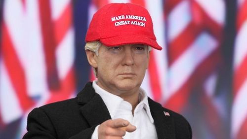The Donald Trump figure comes with a red "Make America Great Again" cap. (DiD.co)