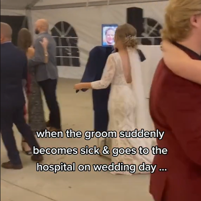 Bride hilariously dances with mannequin husband' after groom falls ill at wedding reception