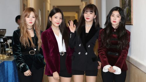 South Korean girl band Red Velvet is seen after their performance in Pyongyang, North Korea. (AP)