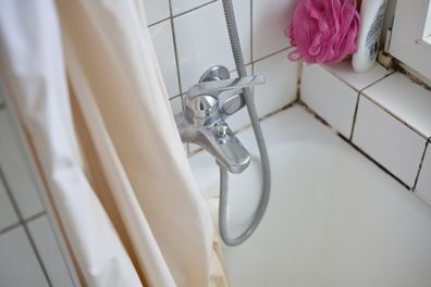 Shower bath with mouldy grout