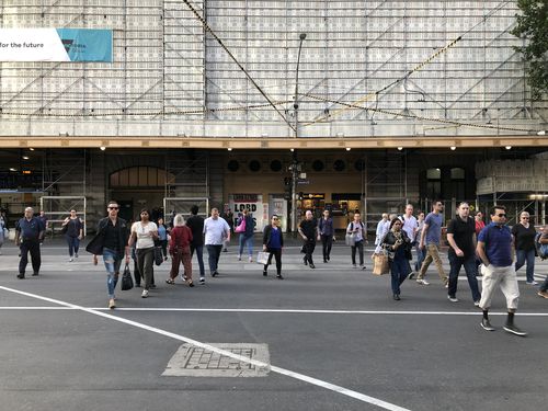 People have woken to a sombre scene on Flinders Street.