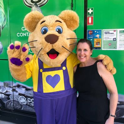 Bravehearts CEO Alison Geale with Ditto, the mascot of Bravehearts' education program aimed at primary-aged children.