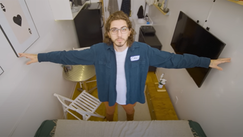 Tiny New York City apartment that's the width of a man's arm span.