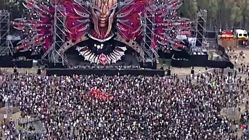 The Defqon 1. festival features hardstyle and related genres, hardcore techno, hard house and hard trance music. (Image: 9NEWS)