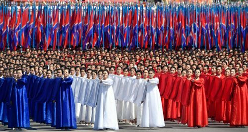 North Korea yesterday devoted nearly half of a parade marking the 70th anniversary of its founding to civilian efforts to build its economy, underscoring Kim's new strategy of focusing on economic development.