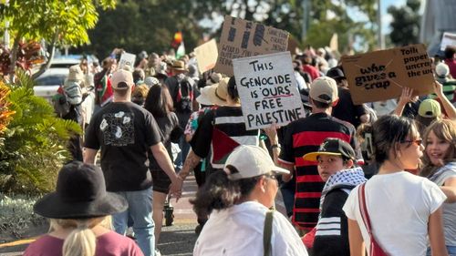 Um protesto pró-Palestina em Brisbane no ano passado.