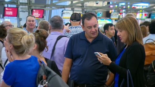 Passengers at Sydney Airport's International Terminal 1 and Domestic Terminal 2 were affected by the lengthy delays (Supplied).