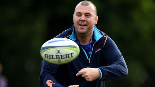 Waratahs coach Michael Cheika takes part in a training session in July. (AAP)