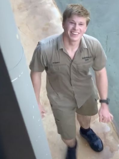 Robert Irwin appeared to blush when American tourist Megan Grass tried to get his phone number at Australia Zoo.