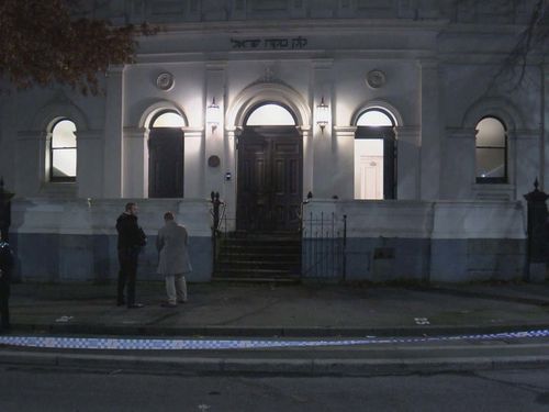 An unknown man entered the grounds of the synagogue on Albert Street in East Melbourne at 8pm yesterday.