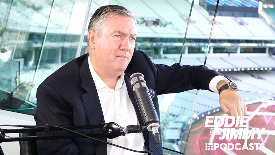 Eddie McGuire on set of the Eddie and Jimmy podcast.