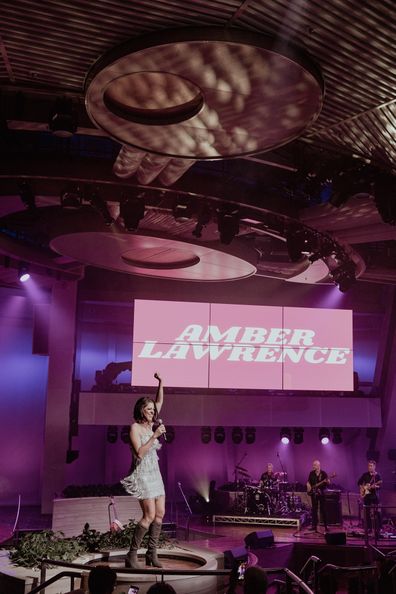 Amber Lawrence performs on board the Royal Caribbean's Cruisin' Country music festival.