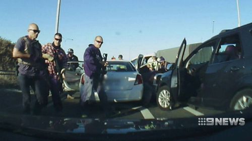 The man was arrested in the middle of peak hour traffic. (9NEWS)