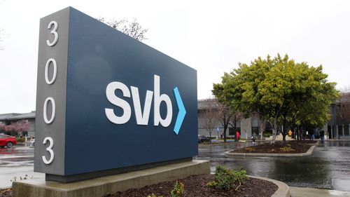 A sign for Silicon Valley Bank (SVB) headquarters is seen in Santa Clara, California, U.S. March 10, 2023. REUTERS/Nathan Frandino