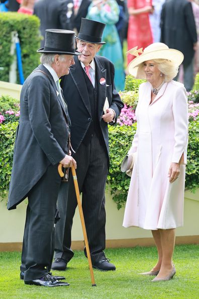Andrew Parker Bowles, The Rt. Hon. the Lord Soames of Fletching and Queen Camilla attend day two of Royal Ascot 2023 at Ascot Racecourse on June 21, 2023 in Ascot, England 