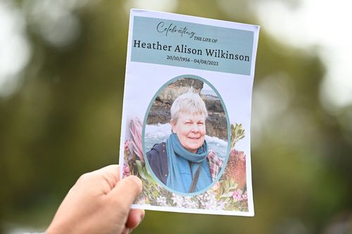 The order of service for the public memorial for Heather Alison Wilkinson at the Korumburra Indoor Recreation Centre.