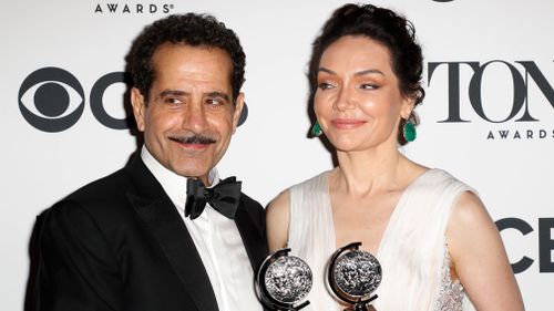 Tony Award winners US actor Tony Shalhoub and US actress Katrina Lenk. Picture: EPA