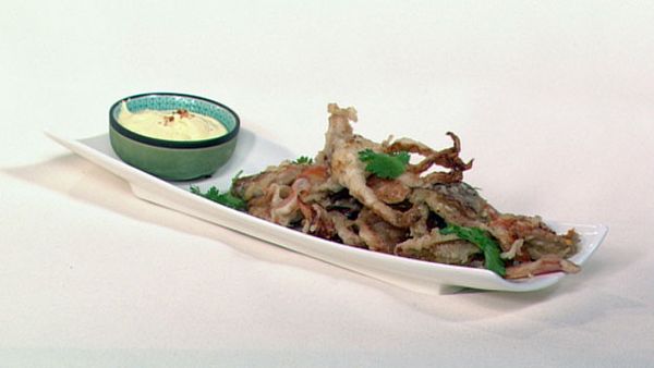 Tempura soft shell crabs with aioli