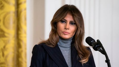 Mrs Trump's quiet return to the White House, her husband and their 12-year-old son, after five days at a nearby US military hospital resolved a brewing mystery about when she would eventually be released. Picture: EPA