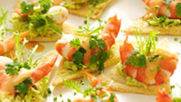 Prawn coctail on melba toast