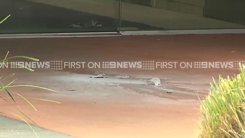 The scene outside the Pakenham police station. (9NEWS)