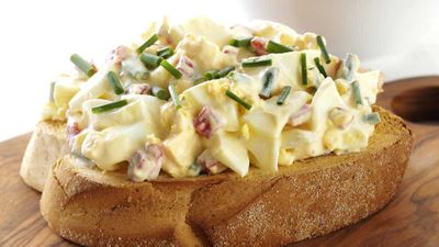 Recipe: <a href="http://kitchen.nine.com.au/2017/06/22/09/32/russian-egg-salad" target="_top">Russian egg salad on rye</a><br />
<br />
More: <a href="http://kitchen.nine.com.au/2016/06/06/20/13/eggs-for-lunch" target="_top">egg lunches</a>