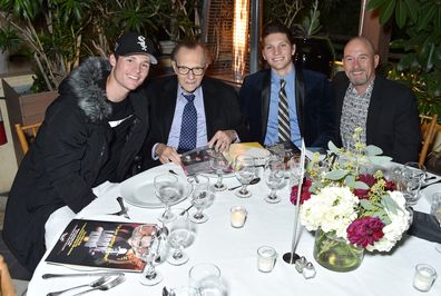 Cannon Edward King, Larry King, Chance Armstrong King and Larry King Jr. attend the Friars Club honors Larry King for his 86th birthday at The Crescent Hotel on November 25, 2019 in Beverly Hills, California.