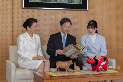 (L-R)  Empress Masako, Japan's Emperor Naruhito, their daughter Princess Aiko 