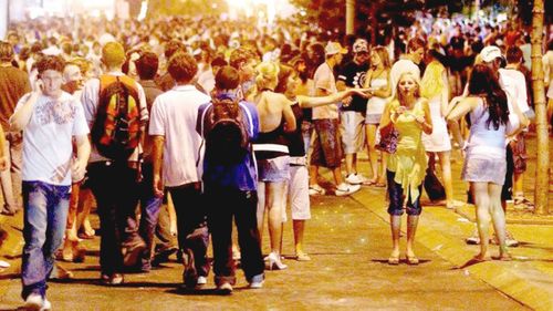 Revellers on the street at Schoolies this weekend.