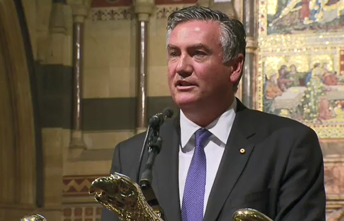 Eddie McGuire spoke about Walker during the state funeral. (9NEWS)