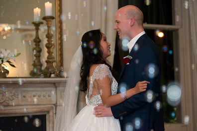 Liv Arnold with her husband Tim  on their wedding day.