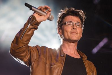RIO DE JANEIRO, BRAZIL - SEPTEMBER 27: Morten Harket from A-HA performs at 2015 Rock in Rio on September 27, 2015 in Rio de Janeiro, Brazil. (Photo by Mauricio Santana/Getty Images)