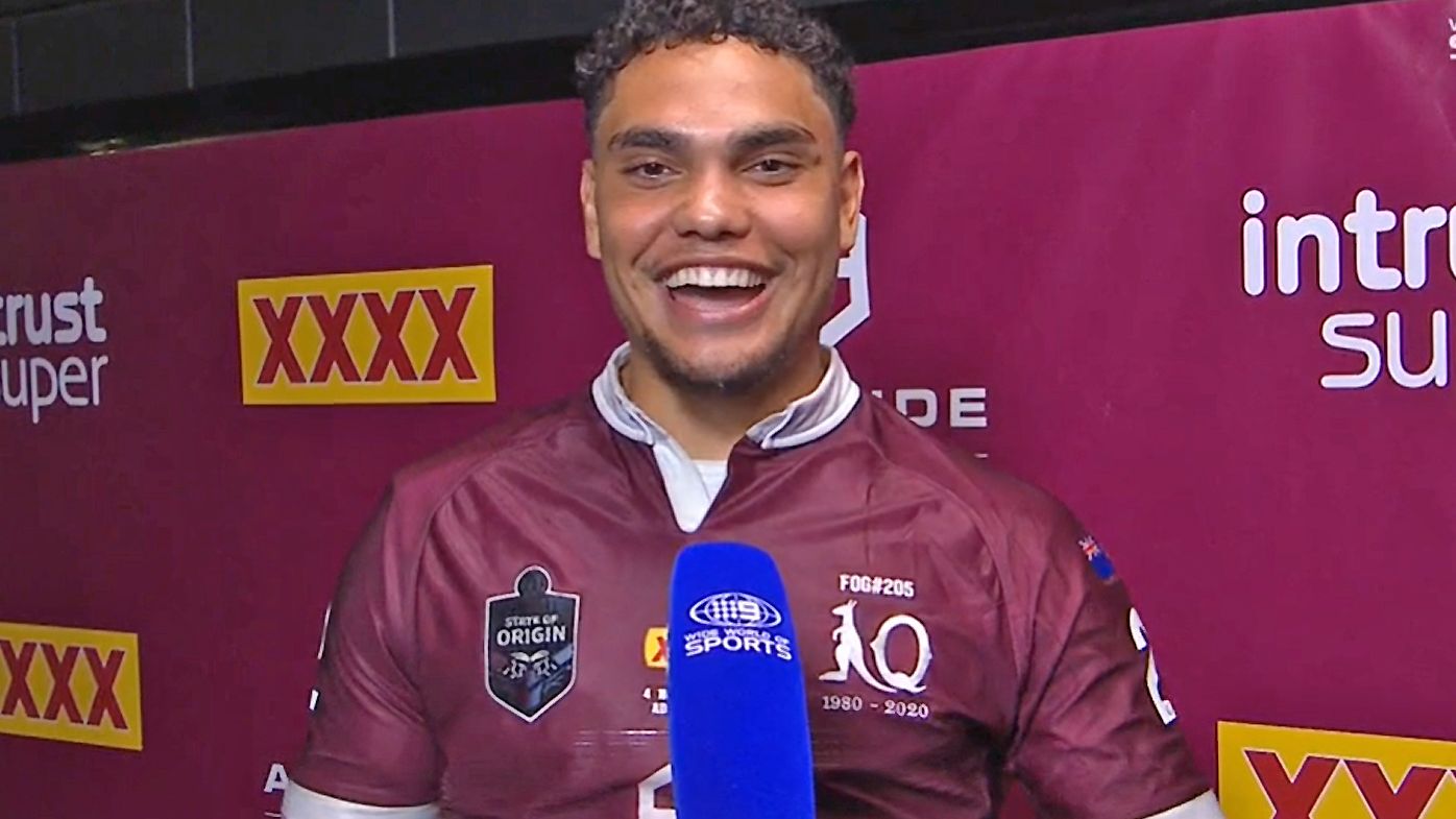 Xavier Coates is interviewed by Nine after the match
