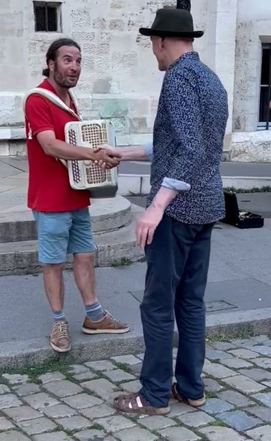 Midnight Oil's Peter Garrett and a French busker