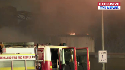 A laundromat in Moorooka went up in flames with nine fire crews on scene to tackle the blaze.